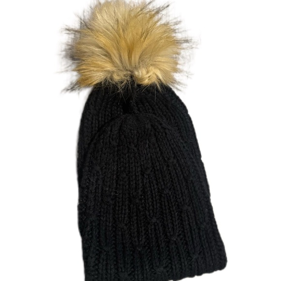 Michael Kors Black Neck Warmer With Faux Fur Pom Pom - Picture 2 of 4
